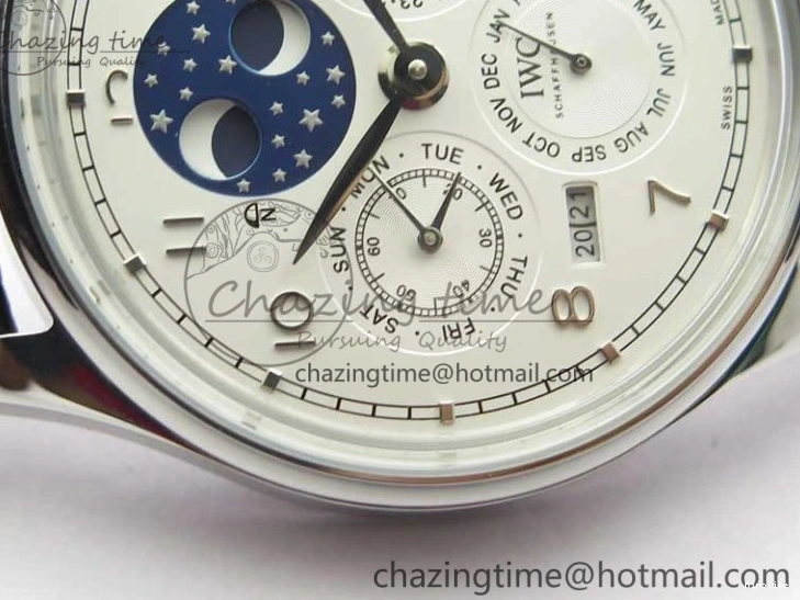 MIROTIME 0128 Portugieser Perpetual Calendar IW503406 V9F 1:1 Best Edition Silver Dial on Black Leather Strap A FastDry 7115